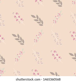 Vector repeat seamless pattern with small flowers. Whimsical backgrounds.