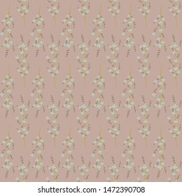 Vector repeat seamless pattern with small flowers. Whimsical backgrounds.