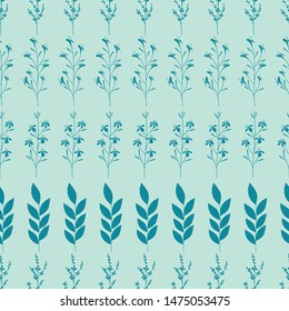 Vector repeat seamless pattern with small flowers. Whimsical backgrounds.