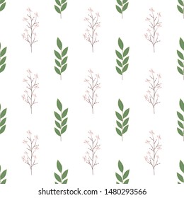 Vector repeat seamless pattern with small flowers. Whimsical backgrounds.