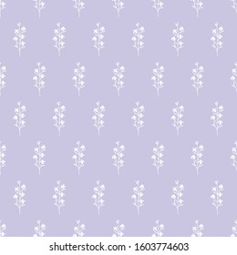 Vector repeat seamless pattern with small flowerson light purple background. Floral backgrounds. Surface pattern.