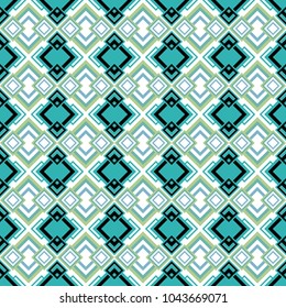 Vector repeated oriental motif for fabric or paper design. Seamless ethnic patterns for border in blue, white and black colors.