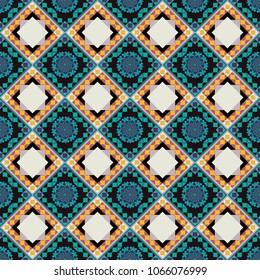 Vector repeated oriental motif for fabric or paper design. Seamless ethnic patterns for border in brown, black and pink colors.