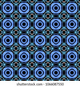 Vector repeated oriental motif for fabric or paper design. Seamless ethnic patterns for border in gray, black and blue colors.