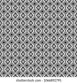 Vector repeated oriental motif for fabric or paper design. Seamless ethnic patterns for border in gray, black and white colors.