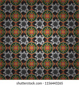 Vector repeated oriental motif for fabric or paper design. Seamless ethnic patterns for border in white, black and blue colors.