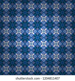 Vector repeated oriental motif for fabric or paper design. Seamless ethnic patterns for border in white, black and blue colors.