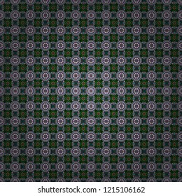 Vector repeated oriental motif for fabric or paper design. Seamless ethnic patterns for border in brown, green and blue colors.