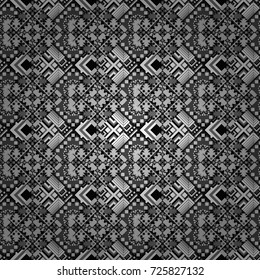 Vector repeated oriental motif for fabric or paper design. Seamless ethnic patterns for border in gray, black and white colors.