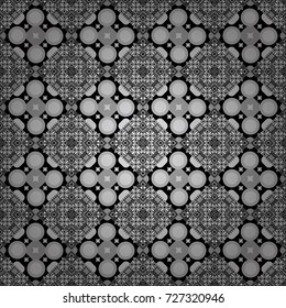 Vector repeated oriental motif for fabric or paper design. Seamless ethnic patterns for border in white, gray and black colors.