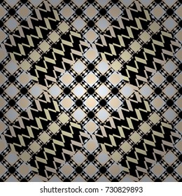 Vector repeated oriental motif for fabric or paper design. Seamless ethnic patterns for border in beige, gray and black colors.