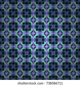 Vector repeated oriental motif for fabric or paper design. Seamless ethnic patterns for border in black, violet and blue colors.