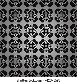 Vector repeated oriental motif for fabric or paper design. Seamless ethnic patterns for border in gray, black and white colors.