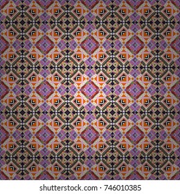 Vector repeated oriental motif for fabric or paper design. Seamless ethnic patterns for border in beige, white and black colors.