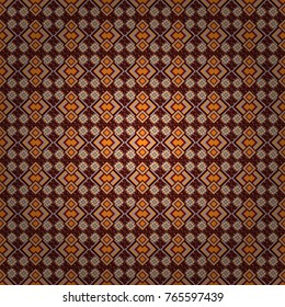 Vector repeated oriental motif for fabric or paper design. Seamless ethnic patterns for border in orange, gray and brown colors.