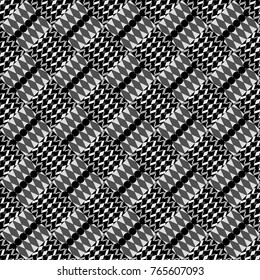 Vector repeated oriental motif for fabric or paper design. Seamless ethnic patterns for border in black, white and gray colors.