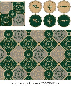 [Vector] the repeated pattern and buttons of ornament fantasy elements about the dragon theme