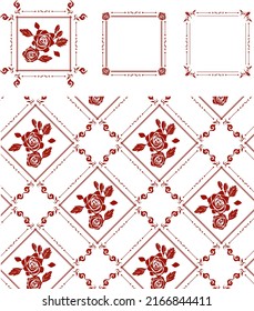 Vector the repeated pattern and frames of romantic rose elements