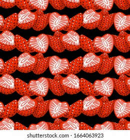 Vector repeated seamless pattern of simply drawn sliced strawberries
