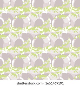 Vector repeated seamless pattern of small marshmallows covered with green matcha powder