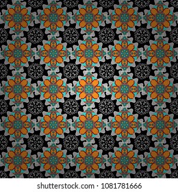 Vector repeated shapes and lines seamless background. Geometric seamless surface pattern design with retro gray, black and brown colors rhombuses ornament. Grid digital paper, textile print, design.