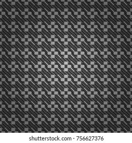 Vector repeated shapes and lines seamless background. Geometric seamless surface pattern design with retro white, gray and black colors rhombuses ornament. Grid digital paper, textile print, design.
