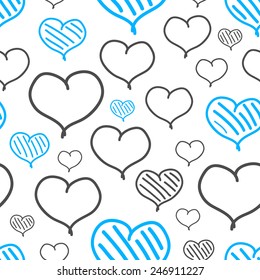 vector repeated valentine pattern with many blue and gray hearts