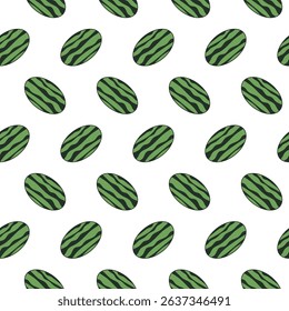 vector repeated watermelon pattern design, seamless background of green watermelon