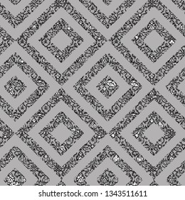 Vector repeating geometric diamond vintage including motifs  grid seamless pattern. Modern stylish texture with trellis. Diagonal Grid Lines. Vector and illustration - Vector