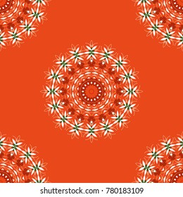 Vector repeating geometric mesh tiles. Ethnic design. Tribal seamless pattern. Striped pattern with ethnic tribal motifs, zigzag lines, Mandalas, brushstrokes paint in beige, orange and white colors.