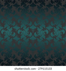 Vector repeating pattern with floral ornament in vintage style.