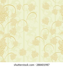 Vector repeating pattern with grape clusters in vintage style.