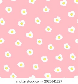 vector repeating pattern scrambled eggs. seamless print for prints or clothes. eggs on a pink background