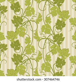 Vector repeating pattern with vines in vintage style.
