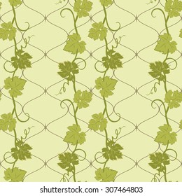 Vector repeating pattern with vines in vintage style.