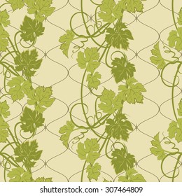 Vector repeating pattern with vines in vintage style.