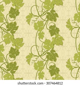 Vector repeating pattern with vines in vintage style.