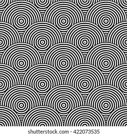 Vector repeating retro concentric black and white background