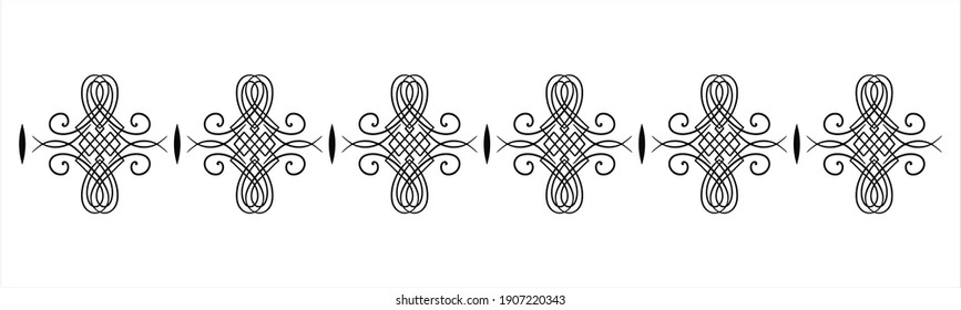repitiendo un borde sin fisuras con swirls. Elemento para el diseño del producto, patrones de dibujo, intercalaciones