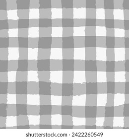 Vector repeating seamless pattern with gray gingham check plaid. Cottagecore, farmers market, countryside background, Christmas projects.