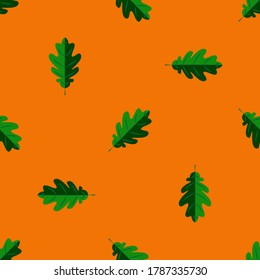 vector repeating seamless pattern with green oak leaves