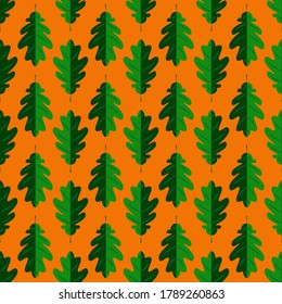 vector repeating seamless pattern with oak leaves on bright background