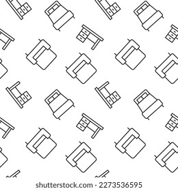 Vector repeating seamless pattern of office table, chair, bed for wallpapers, wrappers, postcards, backgrounds 