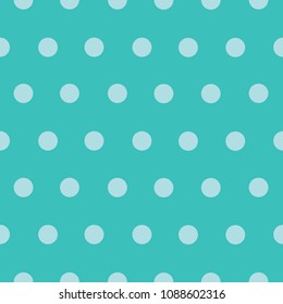 Vector repeating seamless polka dot pattern, light blue on aqua background. Cute coordinating pattern. Pretty , fresh background for packaging, fabric, stationery and country wedding decorations. 