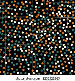 Vector repeating seamless polka dot pattern with dots . Geometric casual texture on white background.