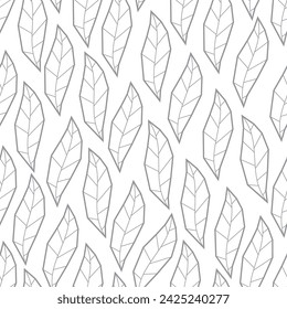 Vector repeating texture of geometric leaves border. Isolated on white background.