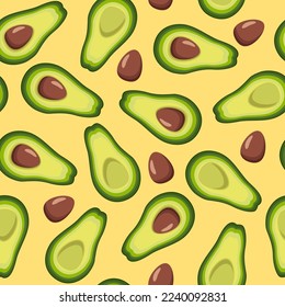 Vector repeating texture with stylized avocado. Abstract seamless pattern. Vegetarian product, healthy food. Latin American cuisine.