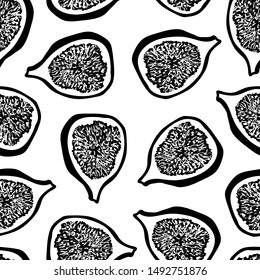 Vector repeating texture with stylized figs. Abstract seamless pattern. Vegetable print for cards, backdrops, posters, t-shirts, sweatshirt.
