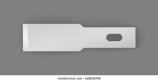 vector replacement blade to scalpel with light shadow, a knife with a small, sharp, sometimes detachable blade, as used by a surgeon