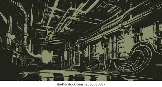 Vector representation abstract - Technology and piping - Supply and infrastructure - Pipelines